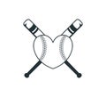 crossed baseball softball bat with heart shape ball stuff vector logo graphic design