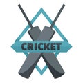 Crossed bats cricket logo, flat style Royalty Free Stock Photo