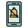 Crossed bell on smartphone icon color outline vector Royalty Free Stock Photo