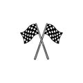 Crossed black and white checkered flags hand drawn outline doodle icon. Royalty Free Stock Photo