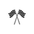 Crossed black and white checkered flags hand drawn outline doodle icon. Royalty Free Stock Photo