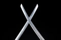 Crossed blades of two katanas Royalty Free Stock Photo