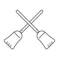 crossed brooms. Vector illustration decorative design