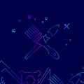 Crossed Brushes Vector Line Icon, Illustration on a Dark Blue Background. Related Bottom Border Royalty Free Stock Photo