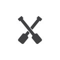 Crossed canoe paddles vector icon