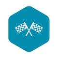 Crossed chequered flags icon, simple style Royalty Free Stock Photo