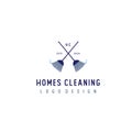 Crossed Cleaning Broom symbol logo design
