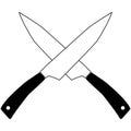 crossed cleavers knives icon. cleaver knife stamping sign. crossed kitchen knife symbol. lumberjack and butcher cooking logo. flat