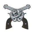 crossed cowboy revolvers sketch vector Royalty Free Stock Photo