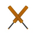 Crossed cricket bats in vintage design Royalty Free Stock Photo