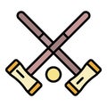 Crossed croquet icon color outline vector Royalty Free Stock Photo