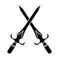 Crossed of dagger or short knife for stabbing flat icon for apps and websites