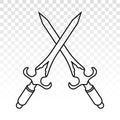 Crossed of dagger or short knife for stabbing - line art icons for apps and websites