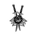 CROSSED DAGGERS AND ROSE FLOWER