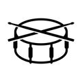 Crossed drumsticks on a snare drum icon. Drum school logo. Royalty Free Stock Photo