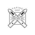 Crossed Electronic Cigaretes Premium Quality Vapers Club Monochrome Stamp For A Place To Smoke Vector Design Template