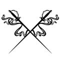 Crossed epee swords black and white vector