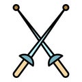 Crossed fencing icon color outline vector