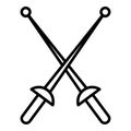 Crossed fencing icon, outline style