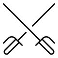 Crossed fencing sword icon, outline style