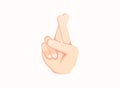 Crossed fingers icon. Hand gesture emoji vector