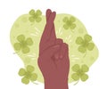 Crossed fingers for luck 2D vector isolated illustration