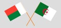 Crossed flags of Algeria and Madagascar