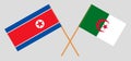 Crossed flags of Algeria and North Korea