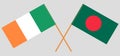 Crossed flags of Bangladesh and Ireland