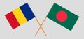 Crossed flags of Bangladesh and Romania