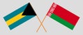 Crossed flags of Belarus and Bahamas