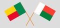 Crossed flags of Benin and Madagascar