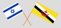 Crossed flags of Brunei and Israel