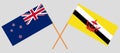 Crossed flags of Brunei and New Zealand
