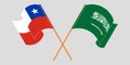 Crossed flags of Chile and the Kingdom of Saudi Arabia