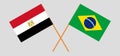 Crossed flags of Egypt and Brazil