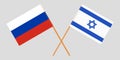 Crossed flags Israel and Russia. Official colors. Correct proportion. Vector