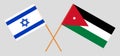 Crossed flags of Jordan and Israel