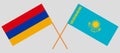 Crossed flags of Kazakhstan and Armenia