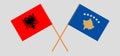Crossed flags of Kosovo and Albania