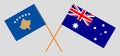 Crossed flags of Kosovo and Australia Royalty Free Stock Photo