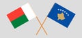 Crossed flags of Kosovo and Madagascar