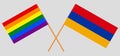 Crossed flags of LGBT and Armenia