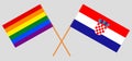 Crossed flags of LGBT and Croatia