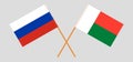 Crossed flags of Madagascar and Russia
