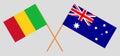 Crossed flags of Mali and Australia Royalty Free Stock Photo