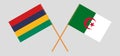 Crossed flags of Mauritius and Algeria