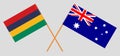 Crossed flags of Mauritius and Australia Royalty Free Stock Photo
