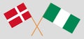 Crossed flags of Nigeria and Denmark