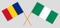 Crossed flags of Nigeria and Romania